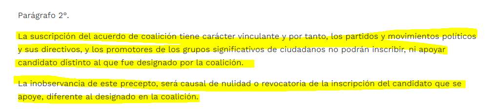 Artículo 29º - Parágrafo 2º de la Ley Estatutaria 1475 del 14 de julio de 2011