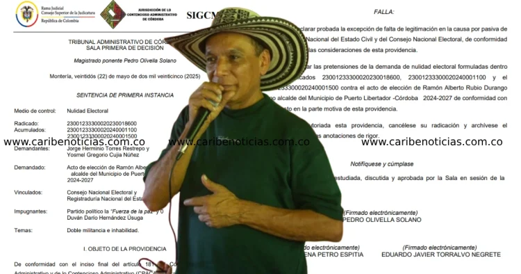 Tribunal de Córdoba absuelve a alcalde de Puerto Libertador en caso de doble militancia